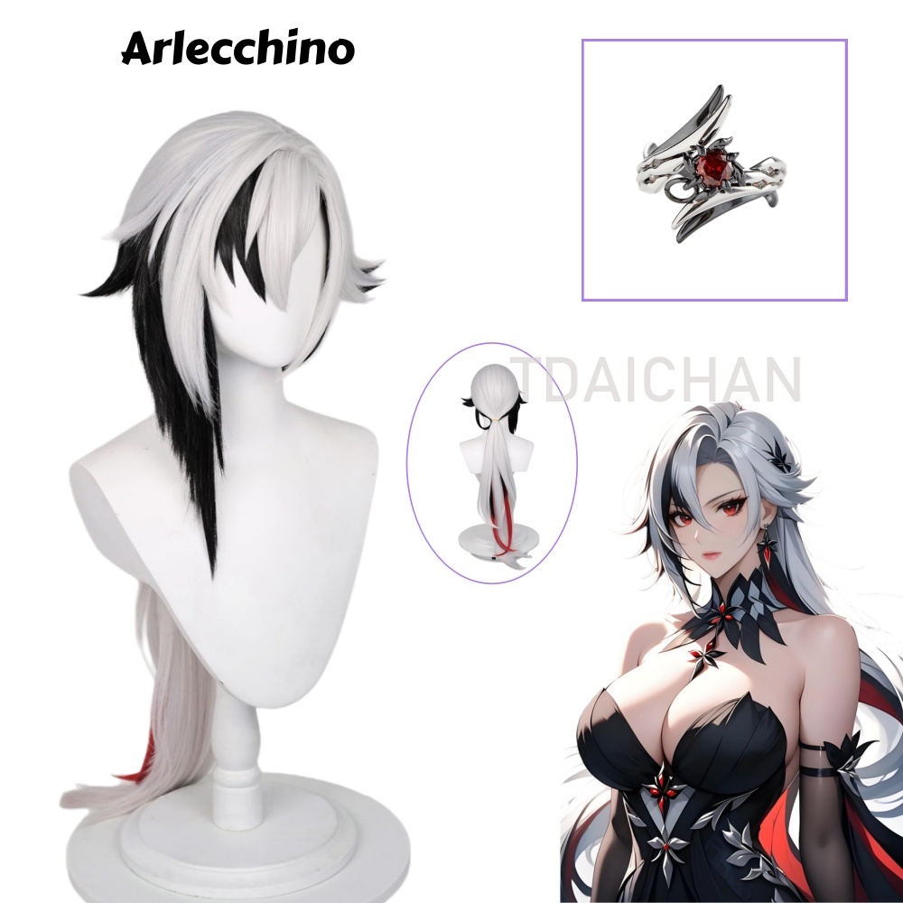 Anime Cosplay Wig Heat Resistant - Genshin Impact Arlecchino Cosplay Wig Long