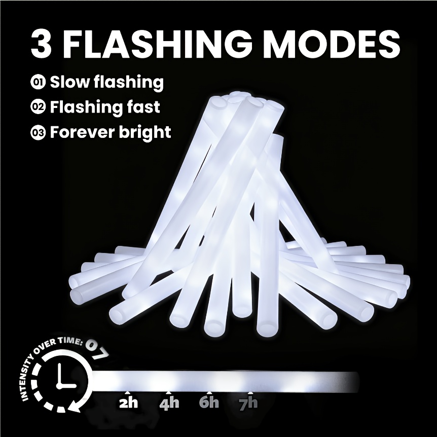 20/30pcs LED White Foam Glow S - огляд і ціна Flashing Led Foam Sticks Party