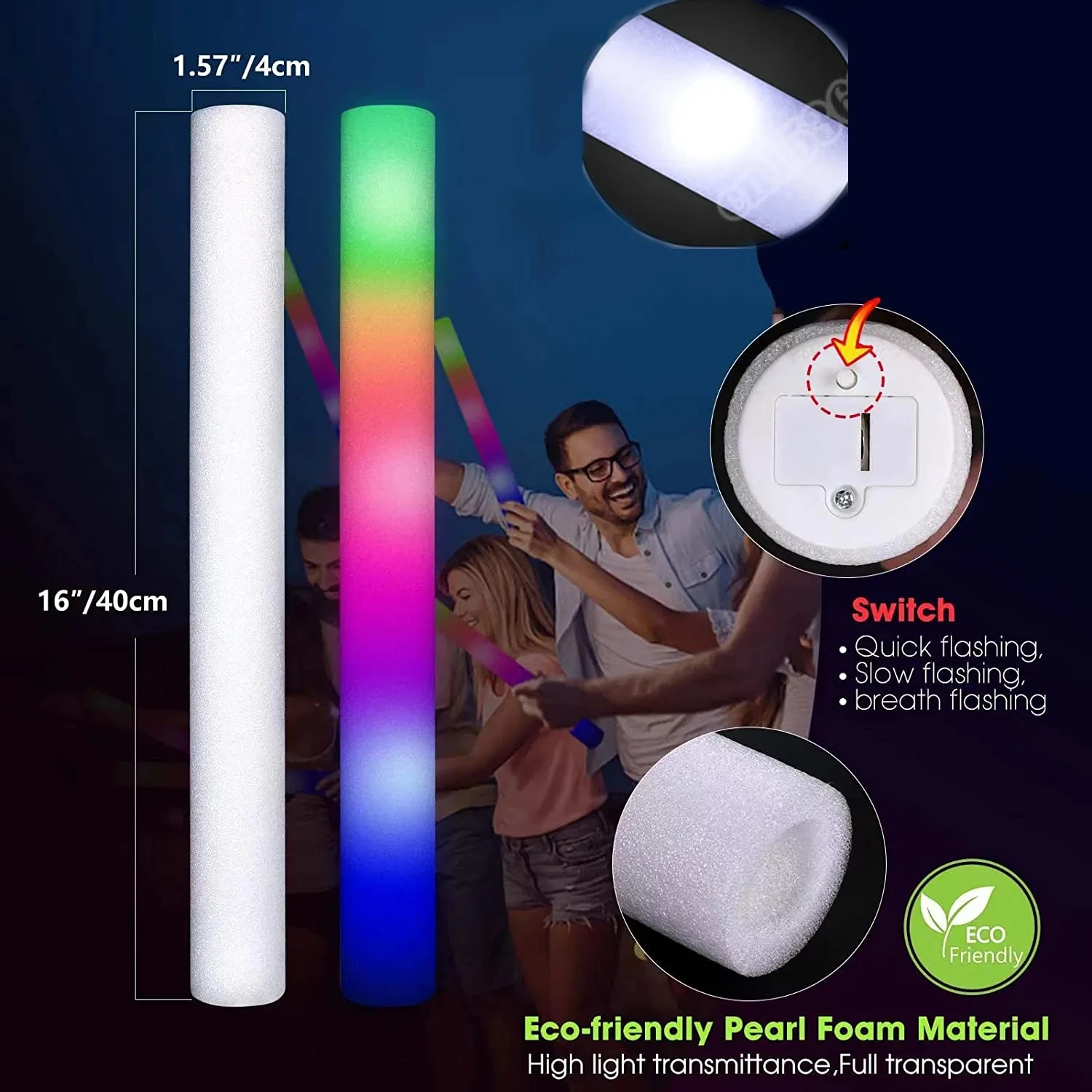 LED Glow Sticks Glow Foam Stic - огляд і ціна Flashing Led Foam Sticks Party