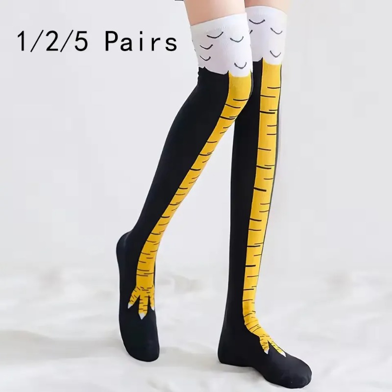 1/2/5 Pairs Women Knee High So - огляд і ціна Funny Chicken Leg Socks