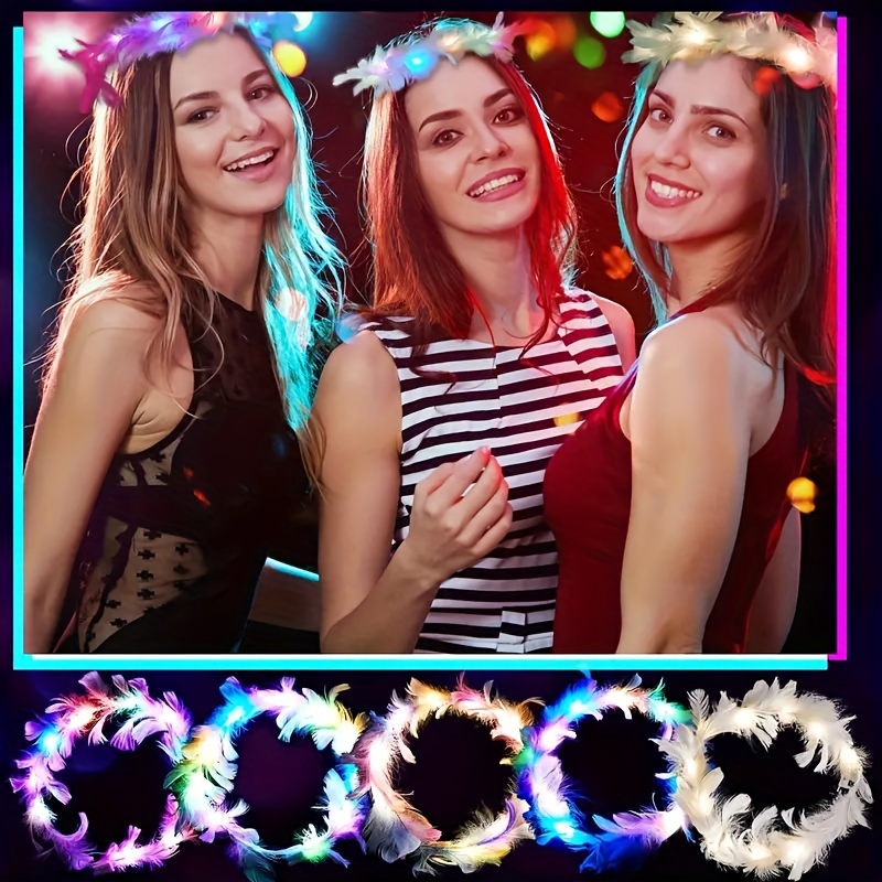 10pcs LED Feather Wreath Crown - огляд і ціна Glow In The Dark Party Glasses