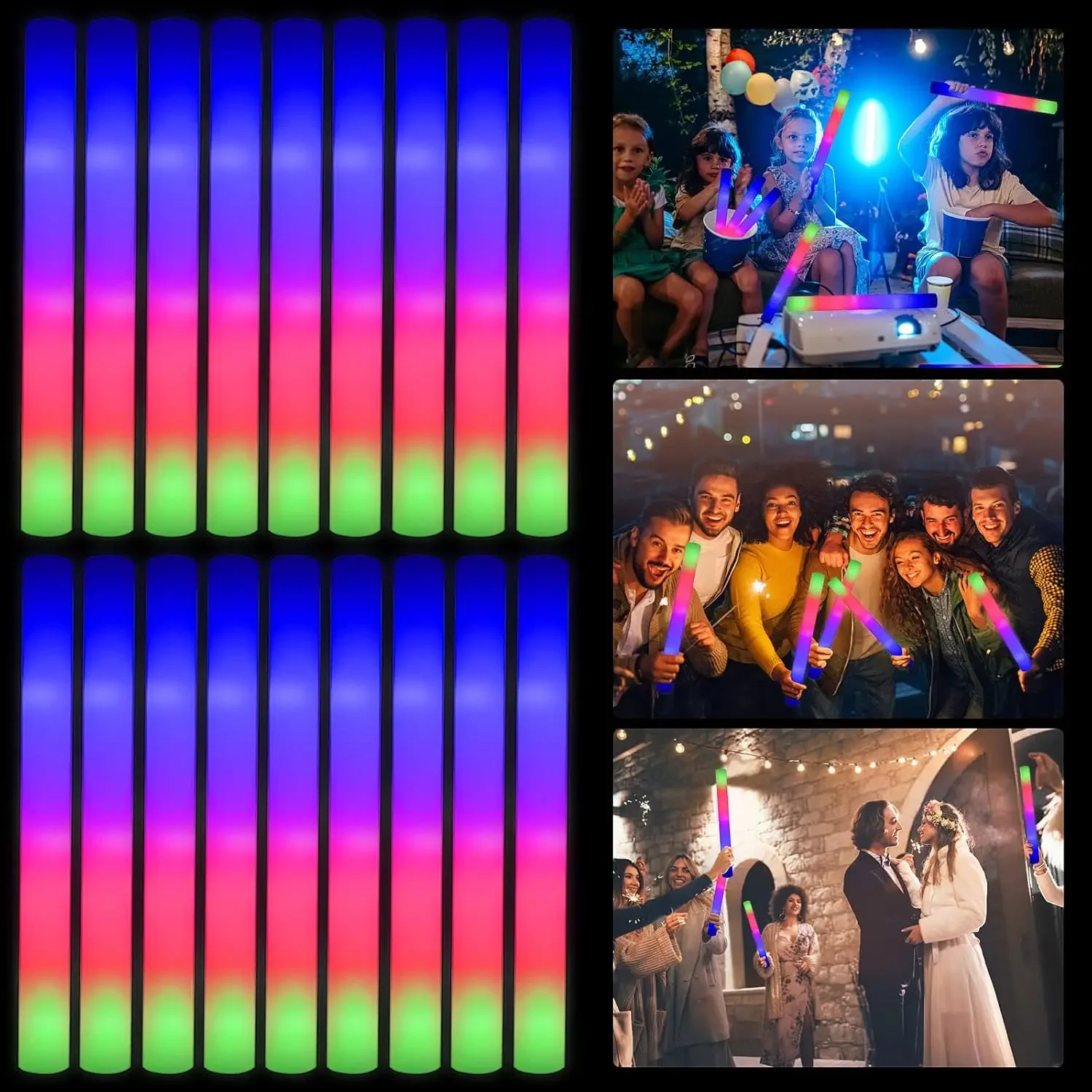 50PCS Led Foam Glow Sticks Chr - огляд і ціна Flashing Led Foam Sticks Party