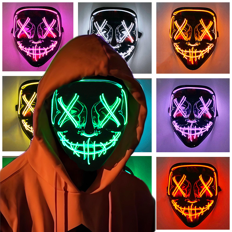 Glowing Cosplay EL Wire neon M - огляд і ціна Led Purge Mask Halloween
