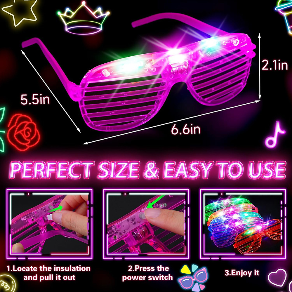 LED Glasses 6 Neon Colors Glow - огляд і ціна Glow In The Dark Party Glasses