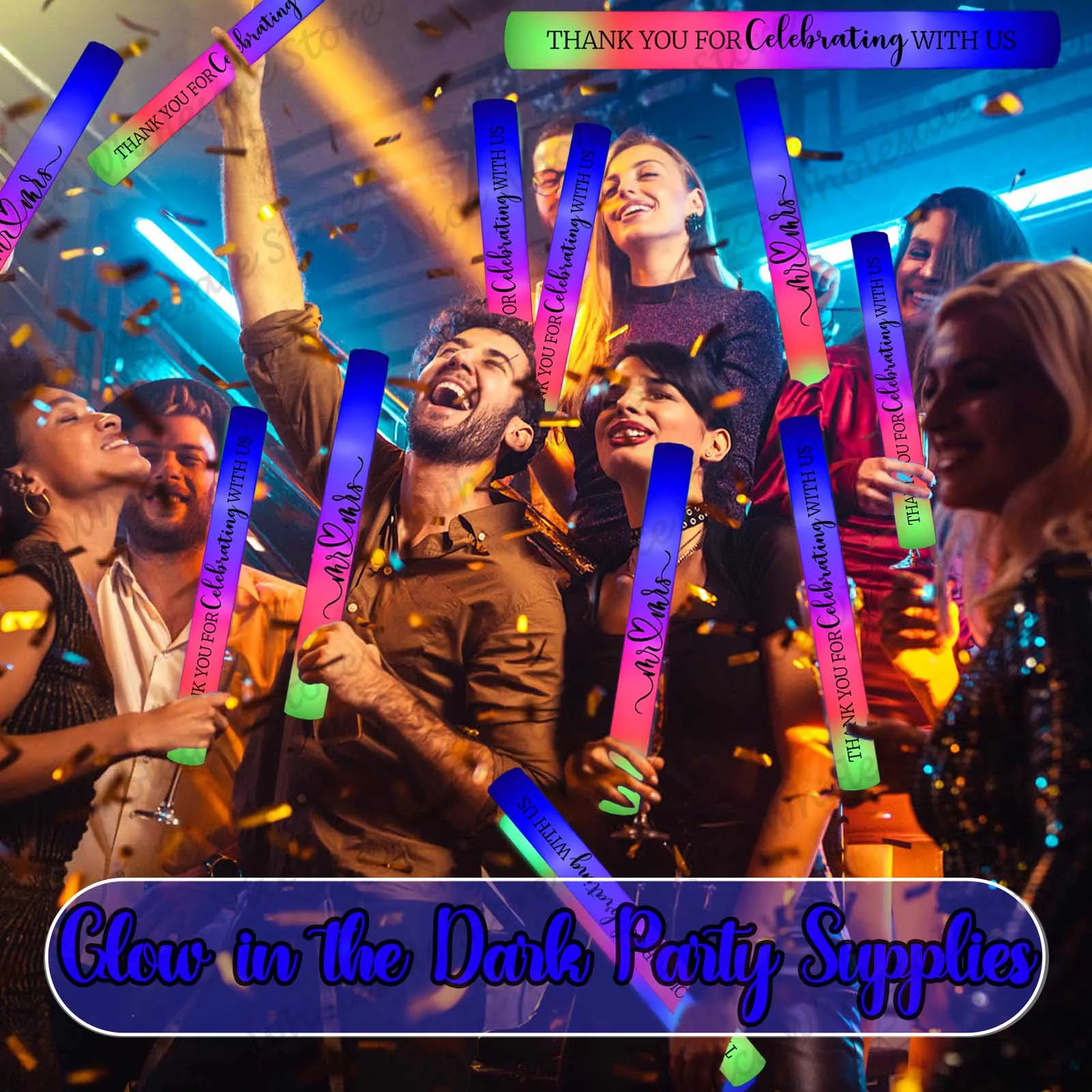 Bulk LED Glow Sticks 100-30PCS - огляд і ціна Flashing Led Foam Sticks Party